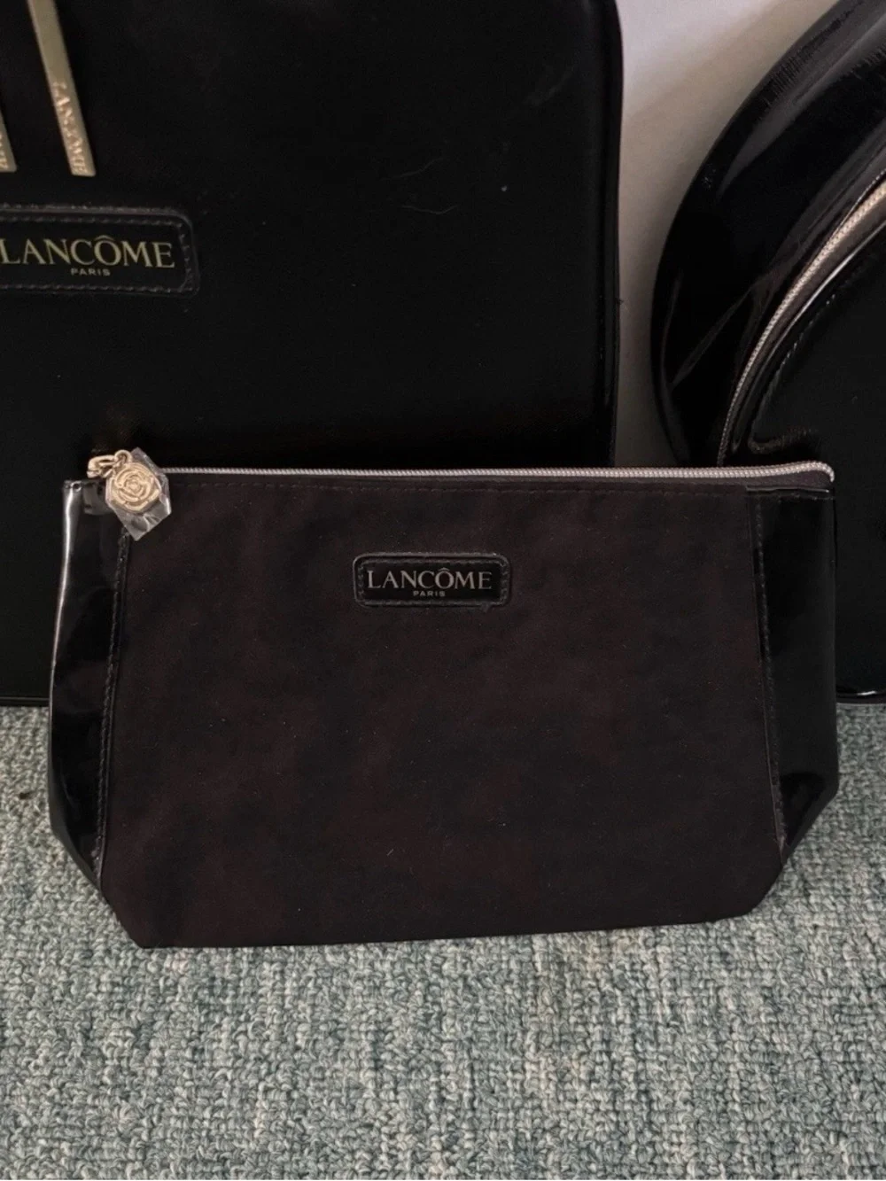 Lancôme Paris Women’s Large Black Makeup Cosmetic Case Bag Lot Storage Travel
